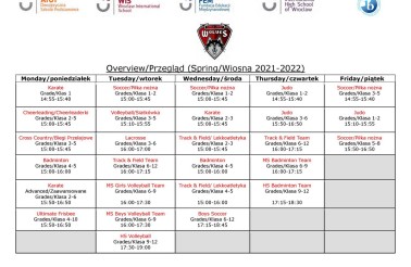 Wolves Athletic Program Schedule _Spring 2021-2022_